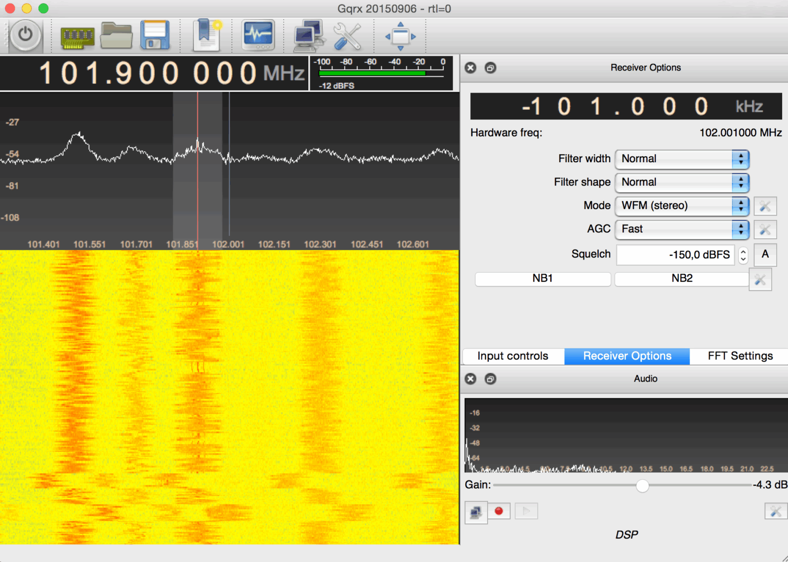 Ecoute d'une radio FM avec GQRX