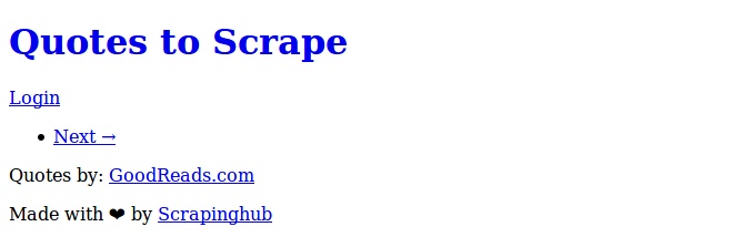 Copie d'écran du résultat du scraping : Contenu vide, aucune citation.